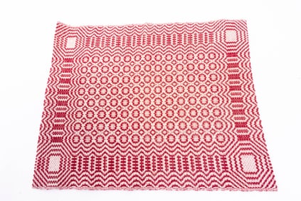 Red & White Woven Rug / Artisan Made