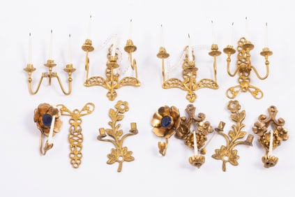 Handmade Non Working Gold & Brass with Crystal Sconces