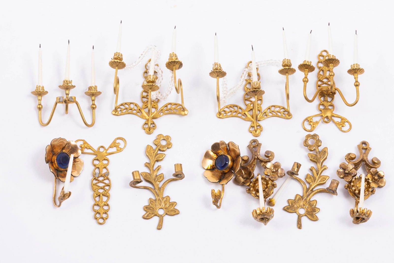 Handmade Non Working Gold & Brass with Crystal Sconces (1 of 7)