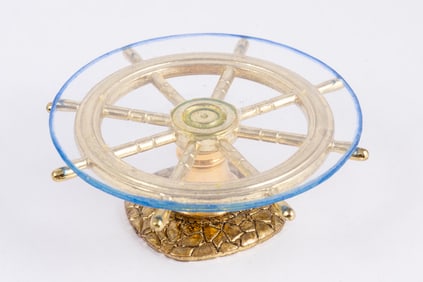 Fred Cobb Glass & Brass Shipwheel Coffee Table