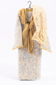 Lady's Blue / Gray / Gold Dress & Scarf