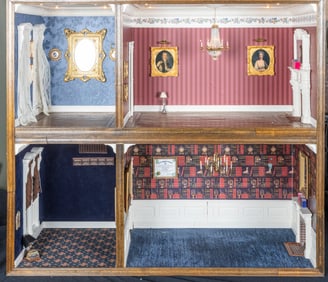 2 Story 4 Room Roombox with Crystal Chandelier by Lee Lefkowitz