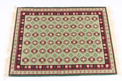 Large Needlepoint Rug in Green & Burgundy