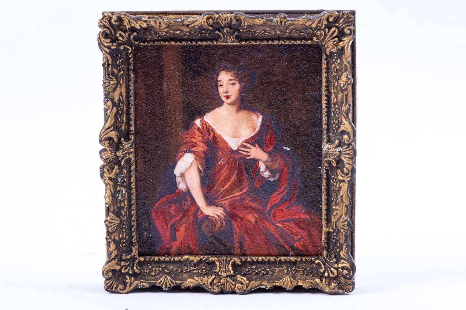 Painting of Lady Nell Gwynne: Painting replica of Lady Nell Gwynne. She was the mistress of King Charles the Second. The signature is hard to read who made this.