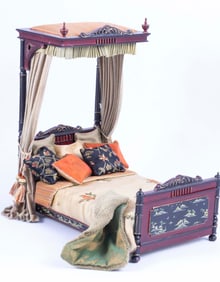 Painted Asian Canopy Bed by Wilson Santiago