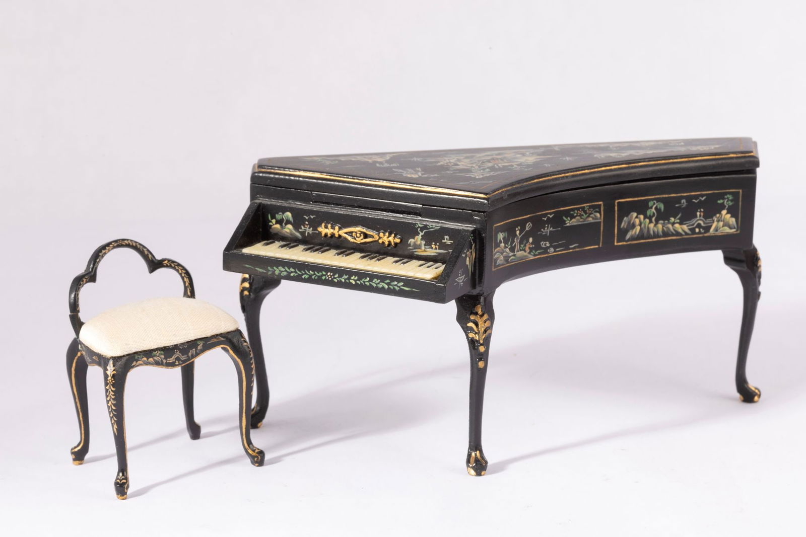 Bespaq Black Painted Asian Piano & Bnech (1 of 6)