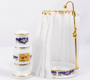 Reutter Porcelain Blue Shower & Matching Heater