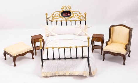 Brass and Black Metal Bedroom Set