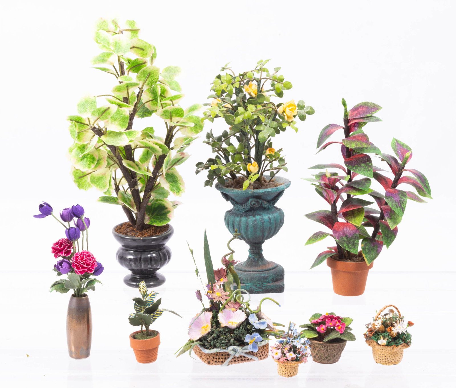Nice Assortment of Household Plants & Smaller Plants: A nice variety of household plants and smaller palnts in terracotta pots. All different, some are in small handmade baskets as well. No watering necessary!!