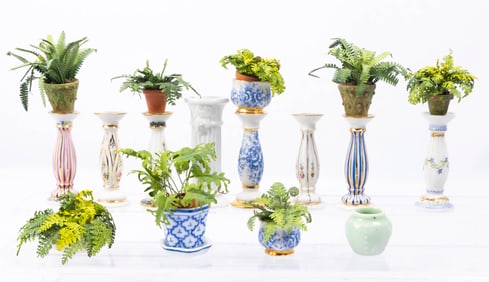 English Porcelain Planters / Jardinere's with Ferns