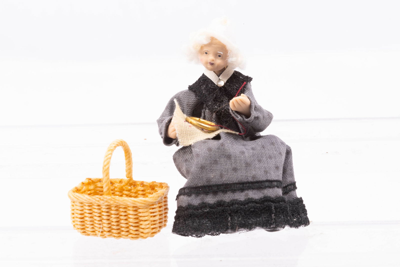 Half Scale Doll with Needlepoint & Bartlett Basket (1 of 3)