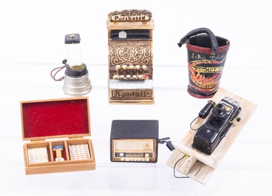 Handmade Artisan Unique Pieces with Painted Fire Bucket, Mahjong board & Working Coffee Grinder