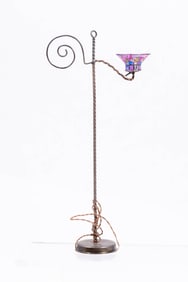 Lew Kummerow Tiffany Standing Floor Lamp with Purple Shade