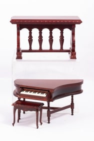 Mahogany Piano with Bench & Table