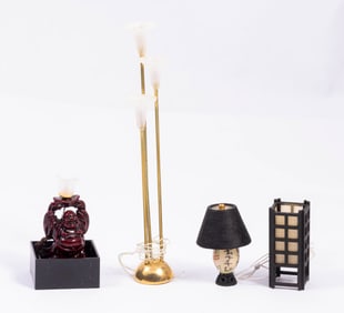 Set of 3 Asian Lamps with One Floor Lamp