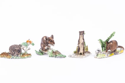 Animal Figurine Assortment Painted Pewter & Enamel