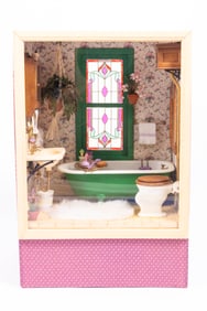 Decorated Bathroom Display Roombox, Filled