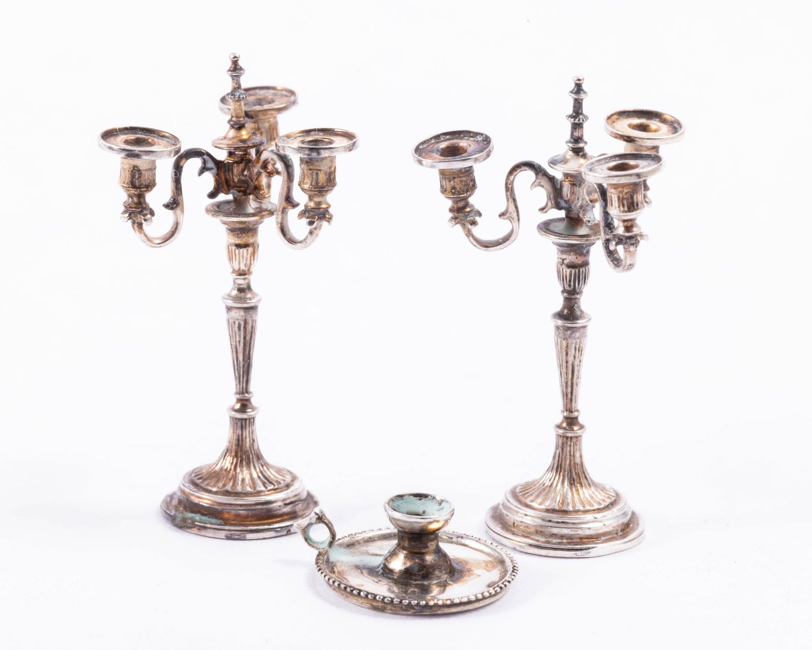 Peter Acquisto Silver - Pair of 3 Arm Candelabras & Chamber Candlestick (1 of 8)