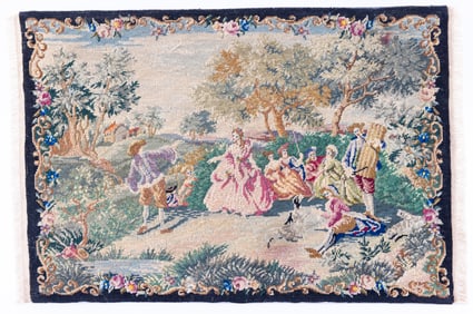 Vintage Needlepoint Rug of 17th Century 8 1/2" x 5 3/4"