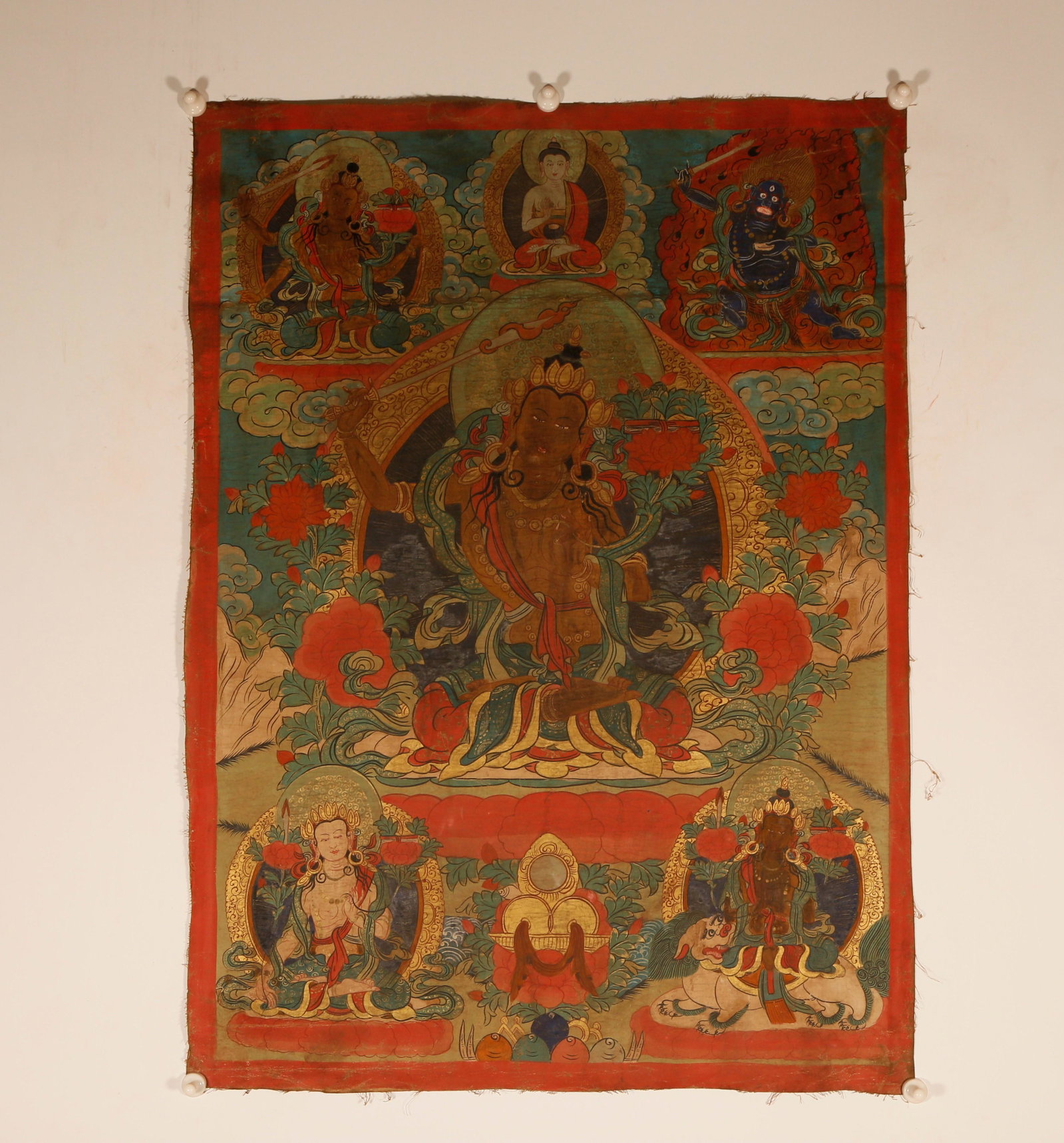 A Tibetan Clay Thangka: A Rare Tibetan Clay Thangka Chinese Ming Dynasty 15-16th Century Size: 58cmx79cm