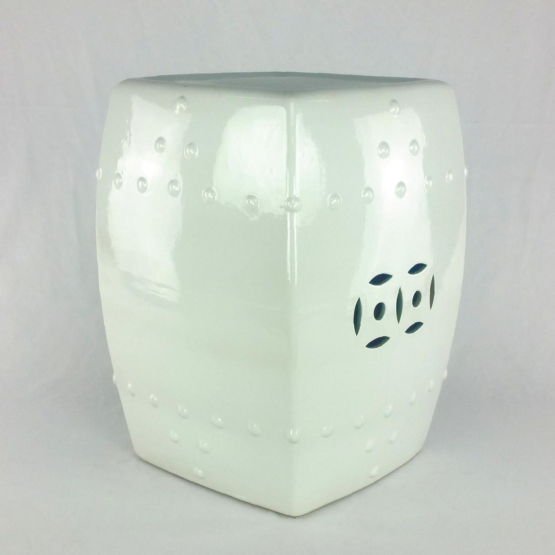 WHITE PORCELAIN SQUARE CHINESE GARDEN STOOL: You are bidding on a Large White Square Porcelain Garden Stool. CIRCA: 20th Century SIZE: 14"W x 14"D x 19"H WEIGHT: 32LBS SHIPS VIA: UPS/FEDEX