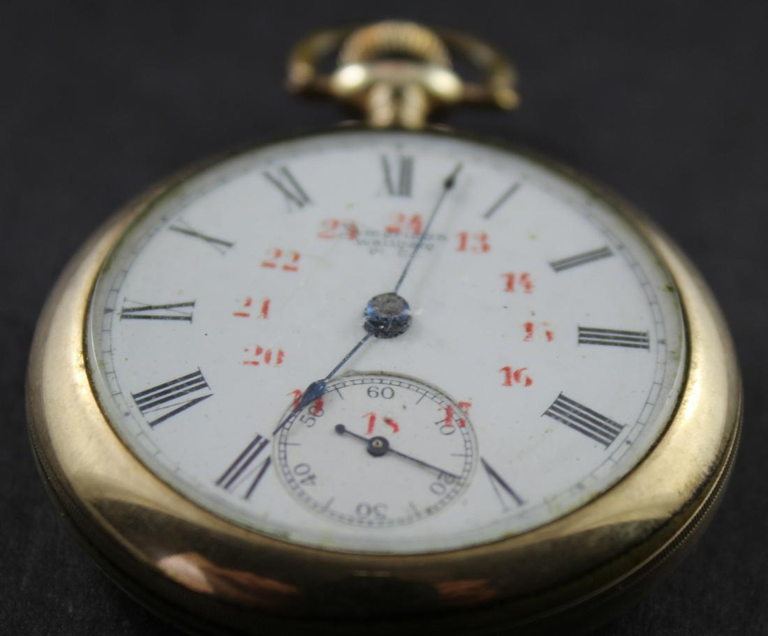 Antique Waltham Pocket Watch: 18 Size American Waltham Watch Co. Movement #4285531, Porcelain Dial, Open Face, Fahys Montauk Case. Good Condition Running.