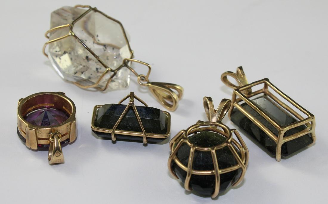 Vintage14k Gold+Hardstone Pendants (1 of 3)