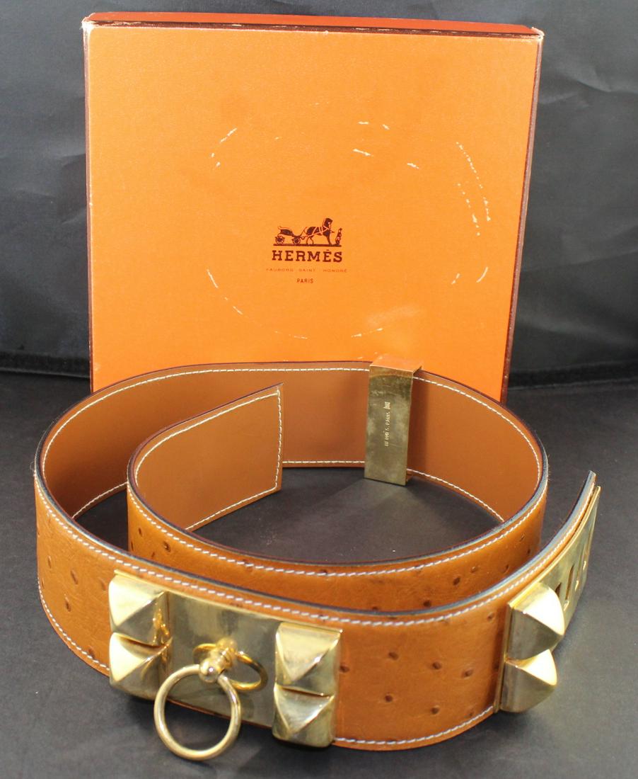 Authentic Hermes Brown Leather Belt (1 of 2)