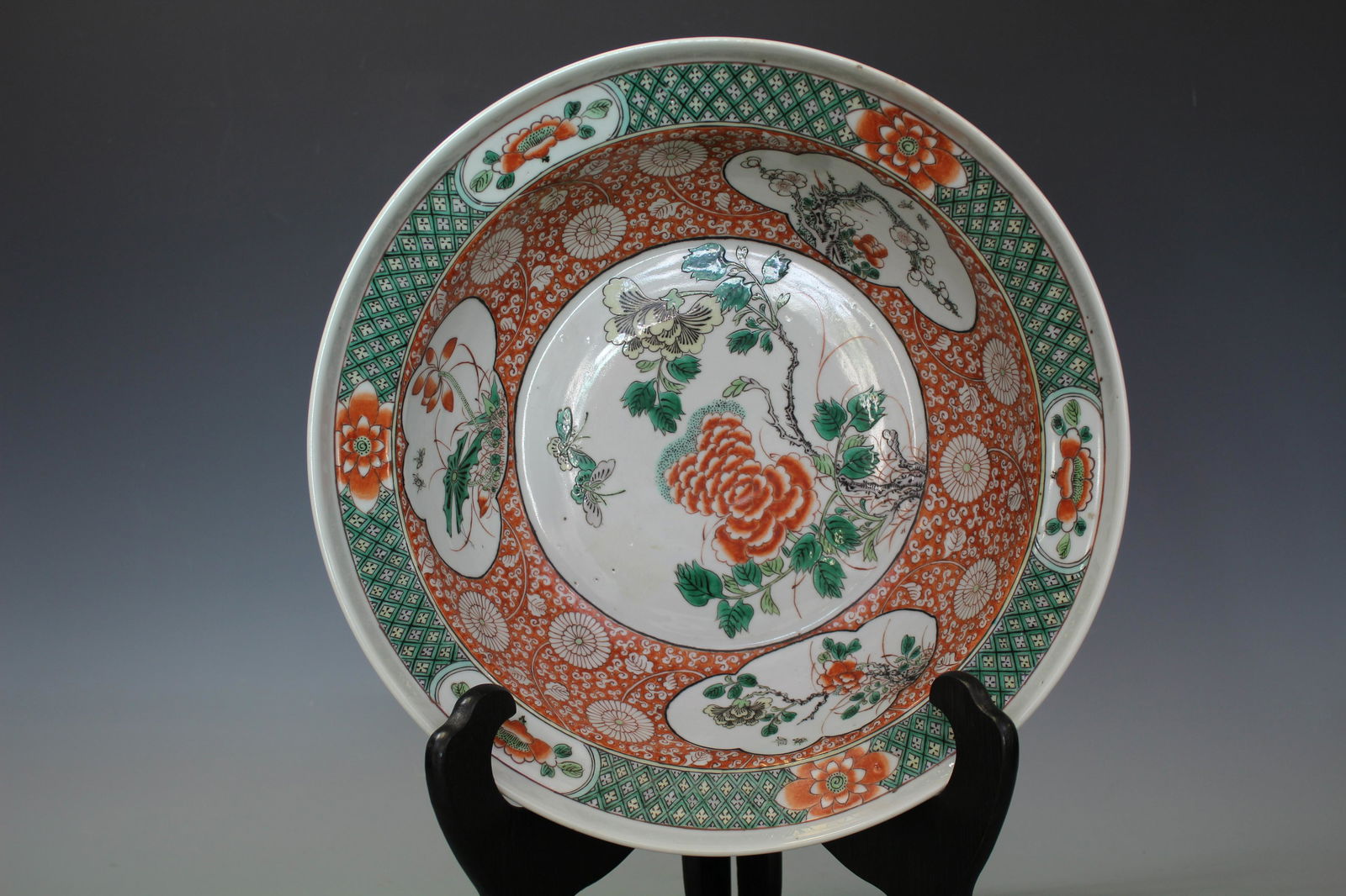 A Large Celadon Ground Famille Rose "Blossom" Washer, (1 of 3)