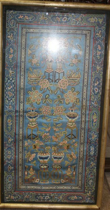 An Embroidered Textile Panel, Late Qing Dynasty (1 of 4)