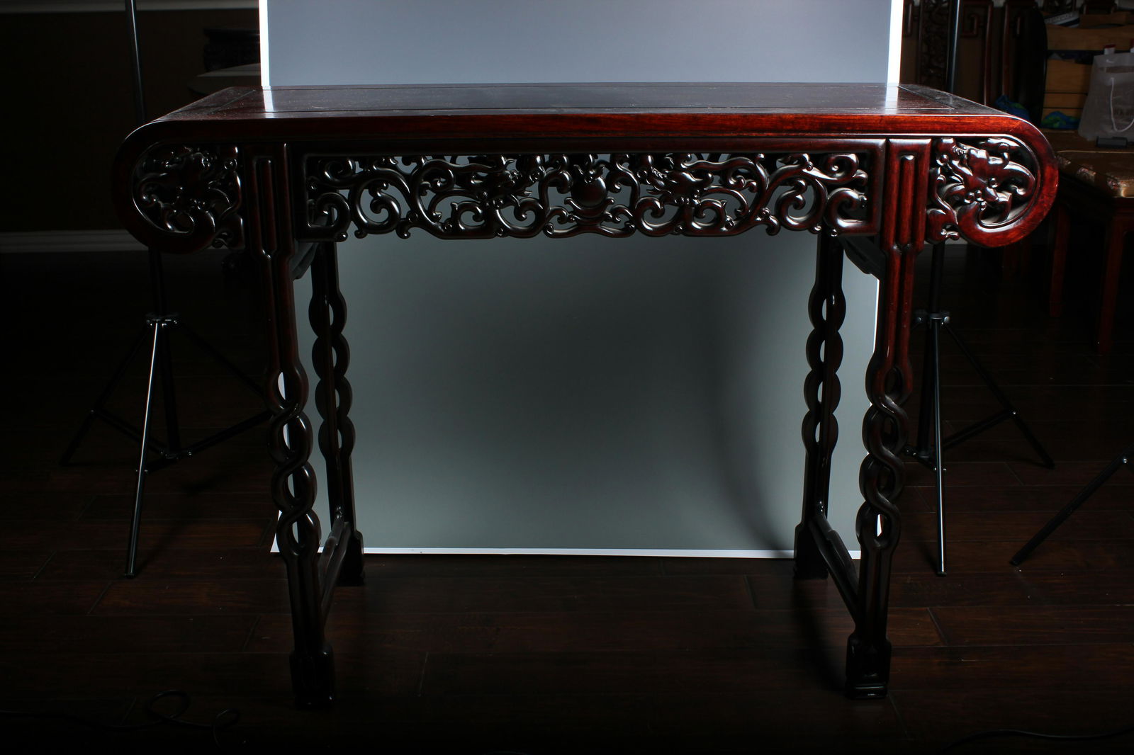 Rosewood carved "Two Dragons Playing A Ball" Table (1 of 6)