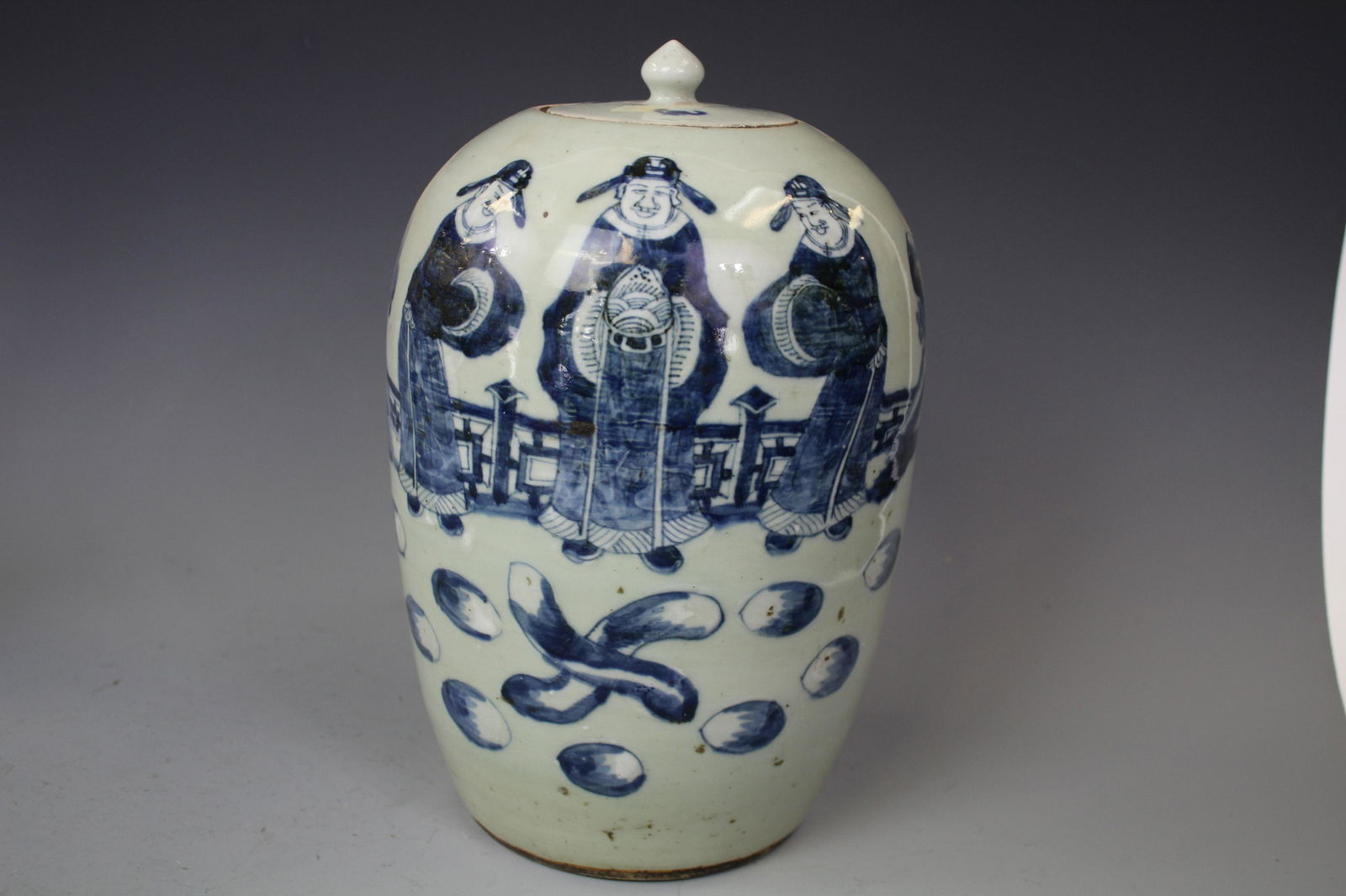 A Celadon-Glazed Porcelain Jar With Cover, Qing Dynasty (1 of 3)