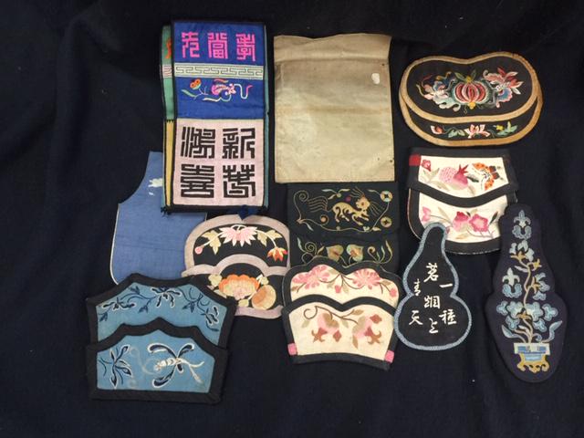 A Group of Eleven Pieces Silk Embroidery, Qing Dynasty: A Group of Eleven Pieces Silk Embroidery, Qing Dynasty
