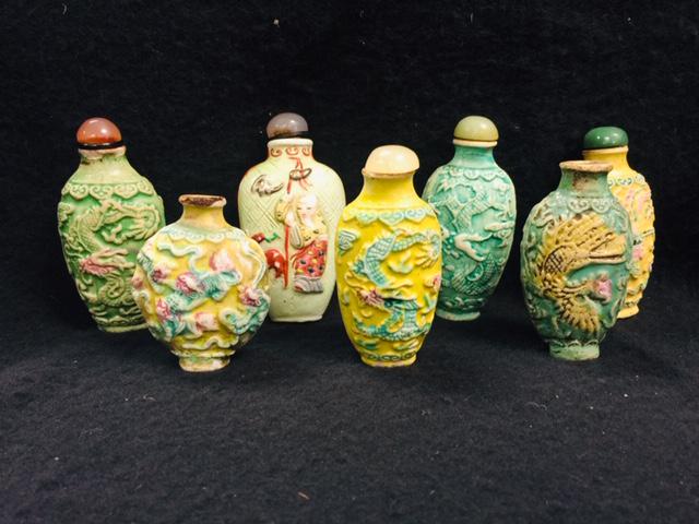 A Group Of Seven Snuff Bottles, Qing Dynasty: A Group Of Seven Snuff Bottles, Qing Dynasty