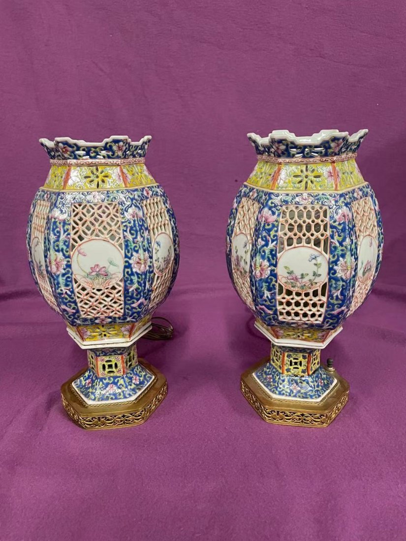 A Pair of Porcelain Lamps, Qing (1 of 6)