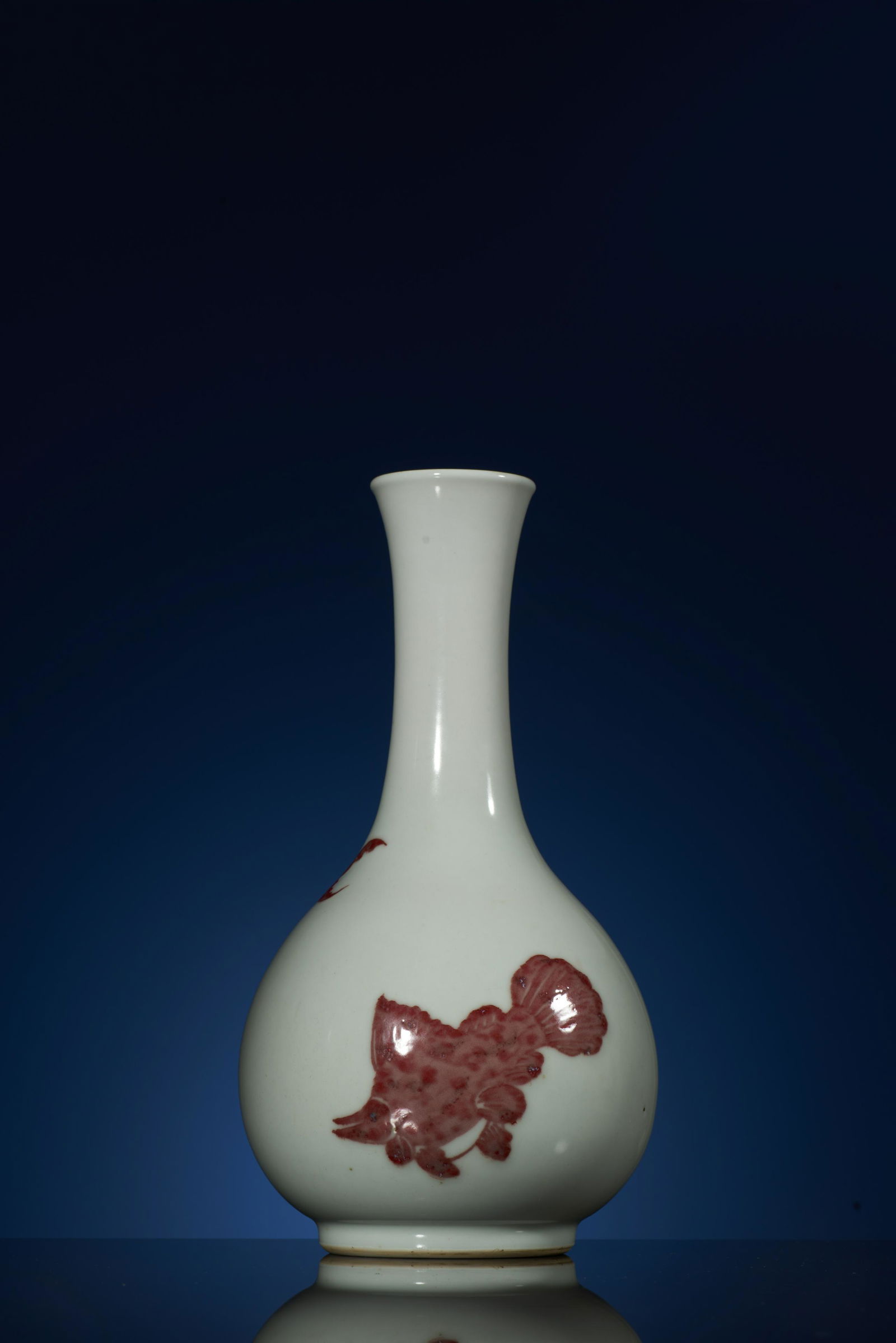 A Copper-Red-Decorated 'Fish' Vase. 
Qing Dynasty. (1 of 6)