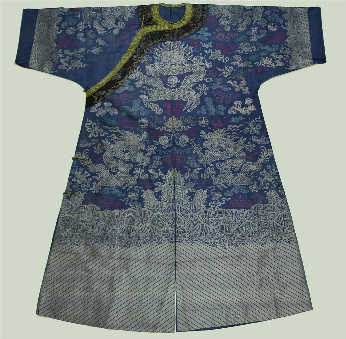 A CHINESE BROCADE DRAGON ROBE, QING DYNASTY (1 of 9)