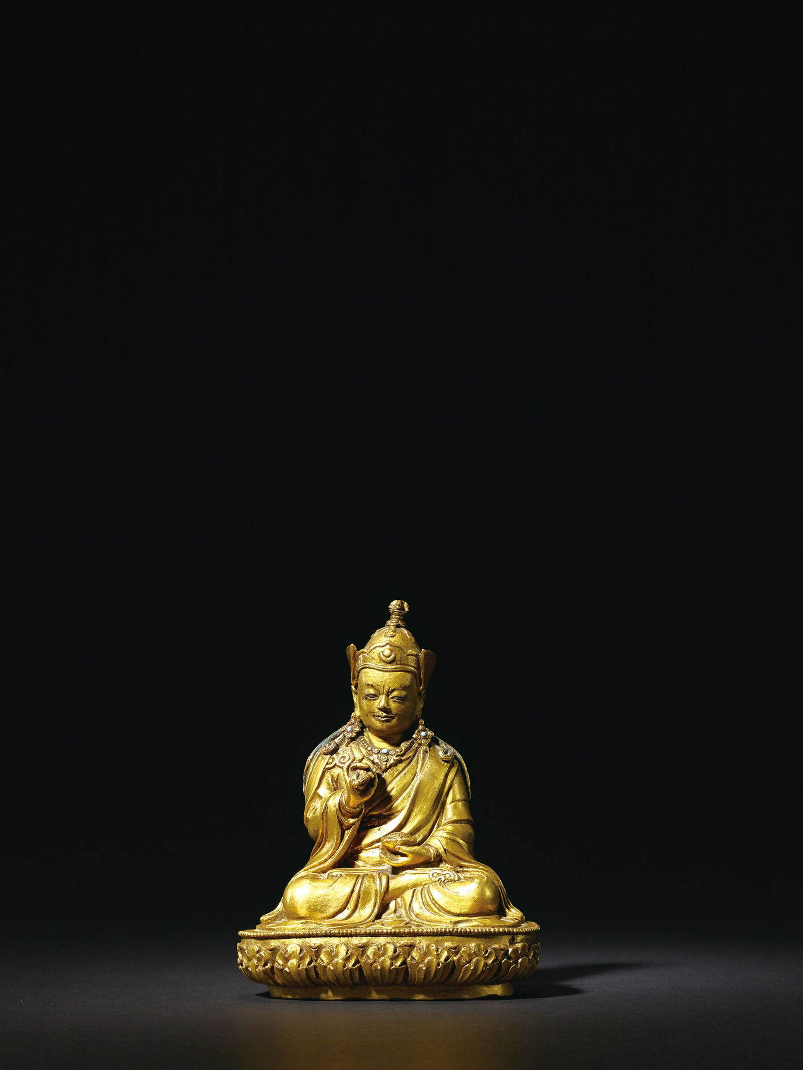 A GILT-BRONZE FIGURE OF PADMASAMBHAVA, BHUTAN (1 of 1)