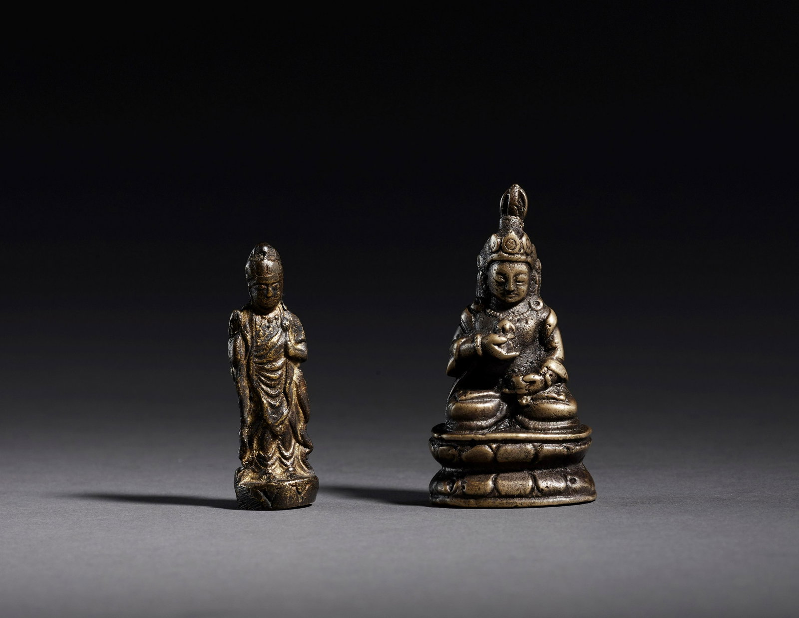 TWO BRONZE FIGURES OF BUDDHA (1 of 1)