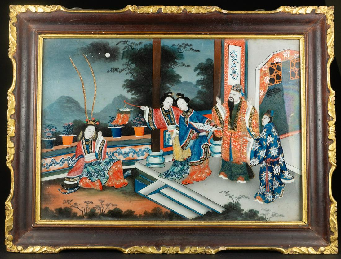 A REVERSE GLASS PAINTING (1 of 2)