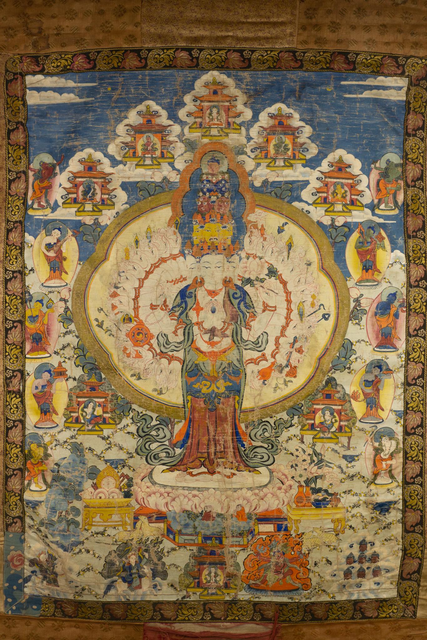 A THANGKA DEPICTING EKADASHAMUKHA AVALOKITESHVARA (1 of 4)