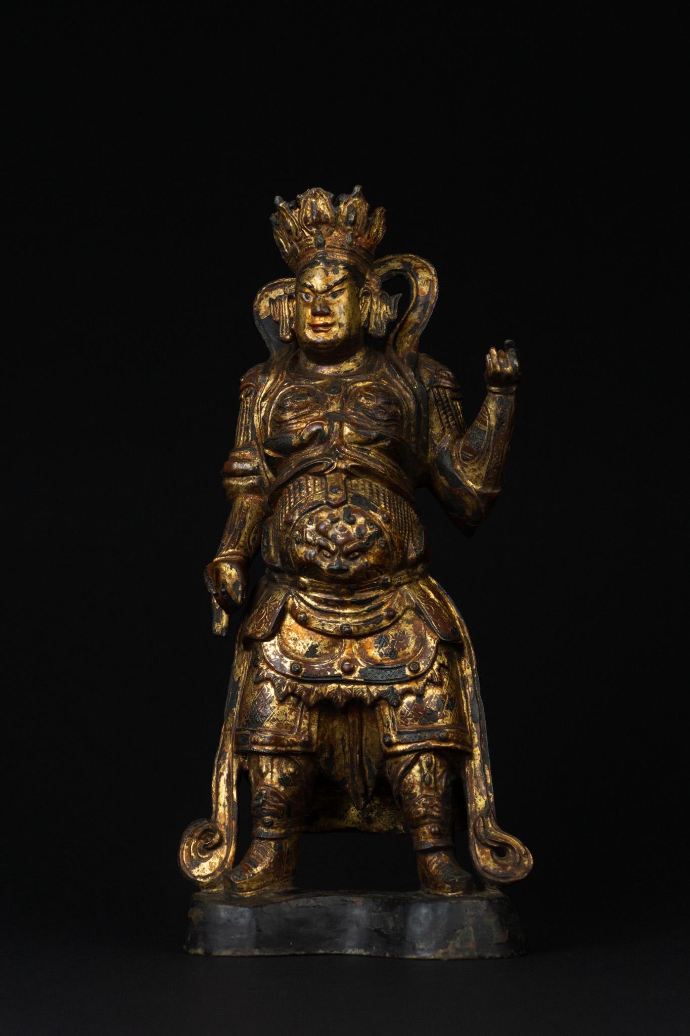 A LACQUER-BRONZE FIGURE OF HEAVENLY GUARDIAN (1 of 5)