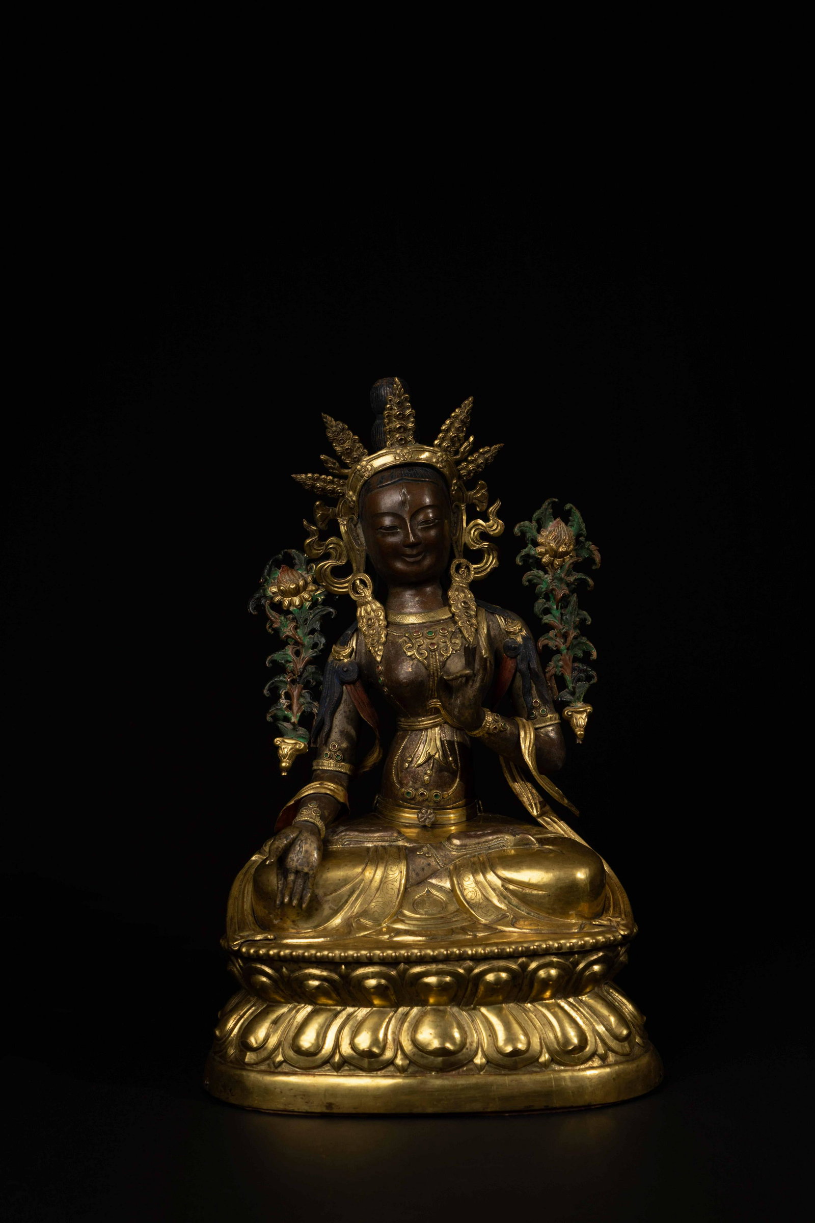 A LARGE GILT-BRONZE FIGURE OF WHITE TARA (1 of 5)