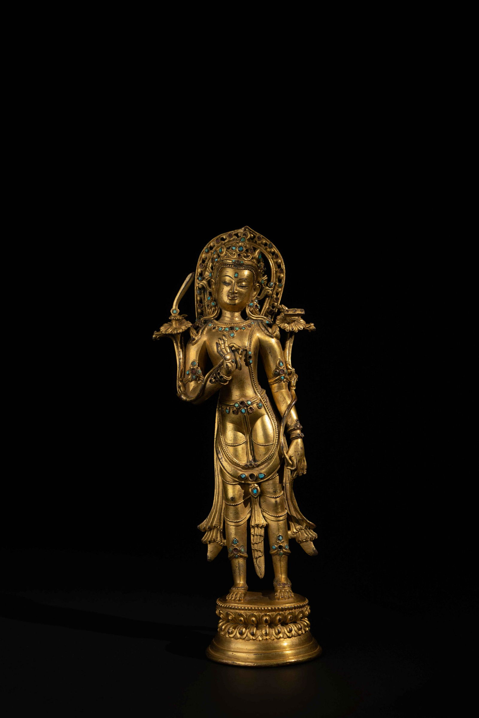 A GILT-BRONZE FIGURE OF MANJUSHRI (1 of 5)