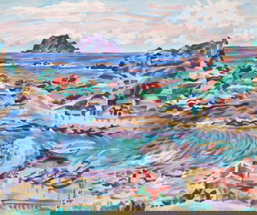 AN EASTERN COUCHE OF YELIU,CHEN HUI KUN (1965): 作者:陳慧坤(1907-2011) 作品名稱:野柳鼓浪(1965) CHEN HUI KUN (1907-2011) 尺寸(size)