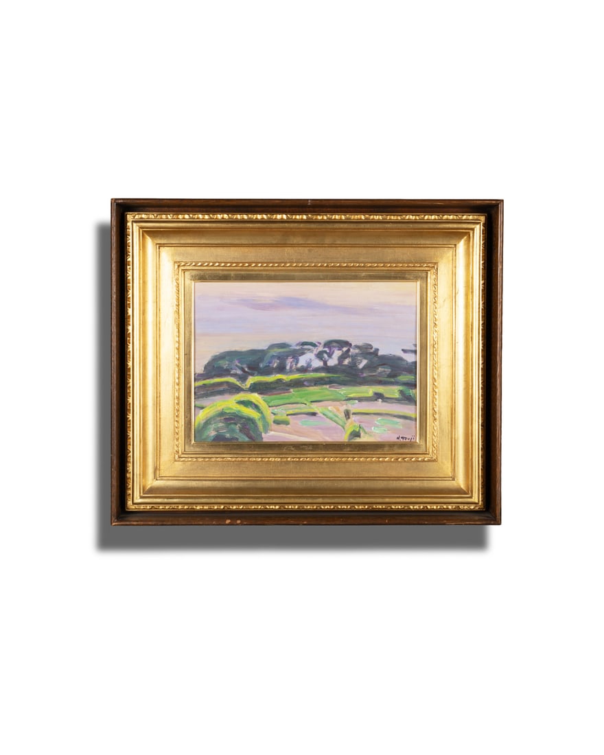 AN OIL PAINTING OF LANDSCAPE: 品名(title):辻永 (1884-1974) 布良風景。作者(Artist): HISASHI TSUJI (1884-1974)。 尺寸:32×23 cm。 拍