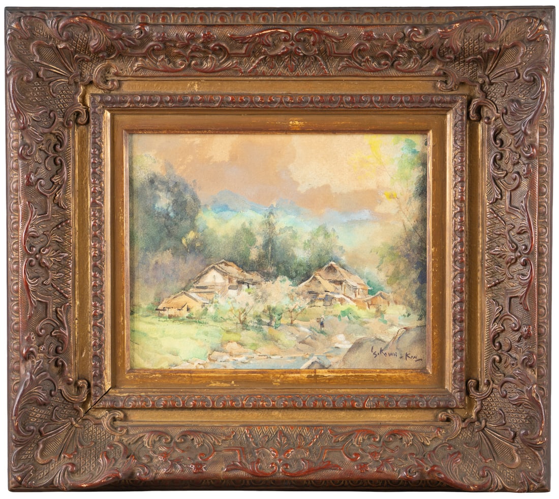 A VIEW OF OKUTAMA: 品名(title):石川欽一郎(1871－1945) 奧多摩。作者(Artist): ISHIKAWA KINICHIRO(1871－1945)。