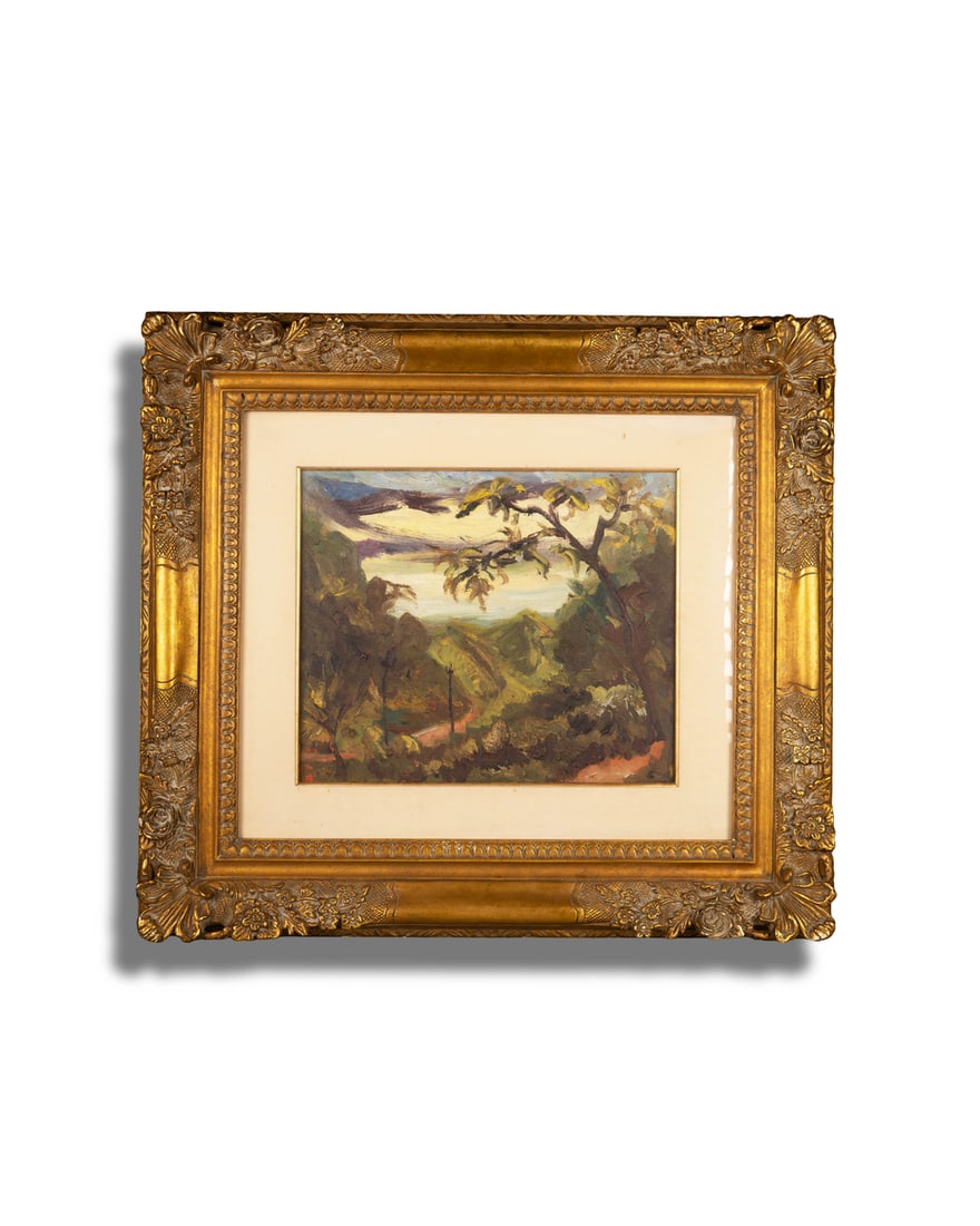 AN OIL PAINTING OF LANDSCAPE: 品名(title):陳澄波(1895–1947) 山景（1912）。作者(Artist): CHEN CHENGPO (1895–1947)。 尺寸:38.5