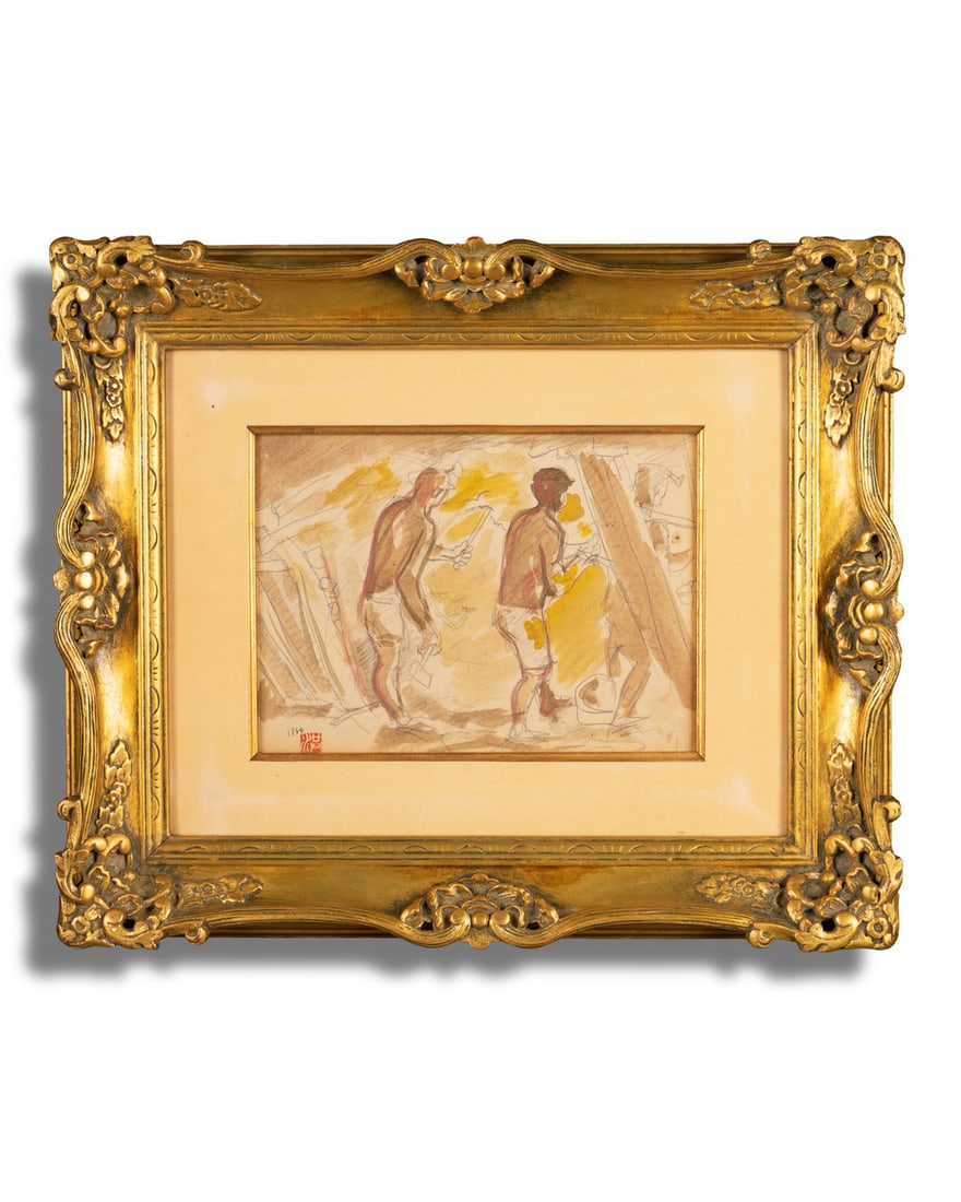 AN OIL PAINTING OF MINERS (1 of 1)