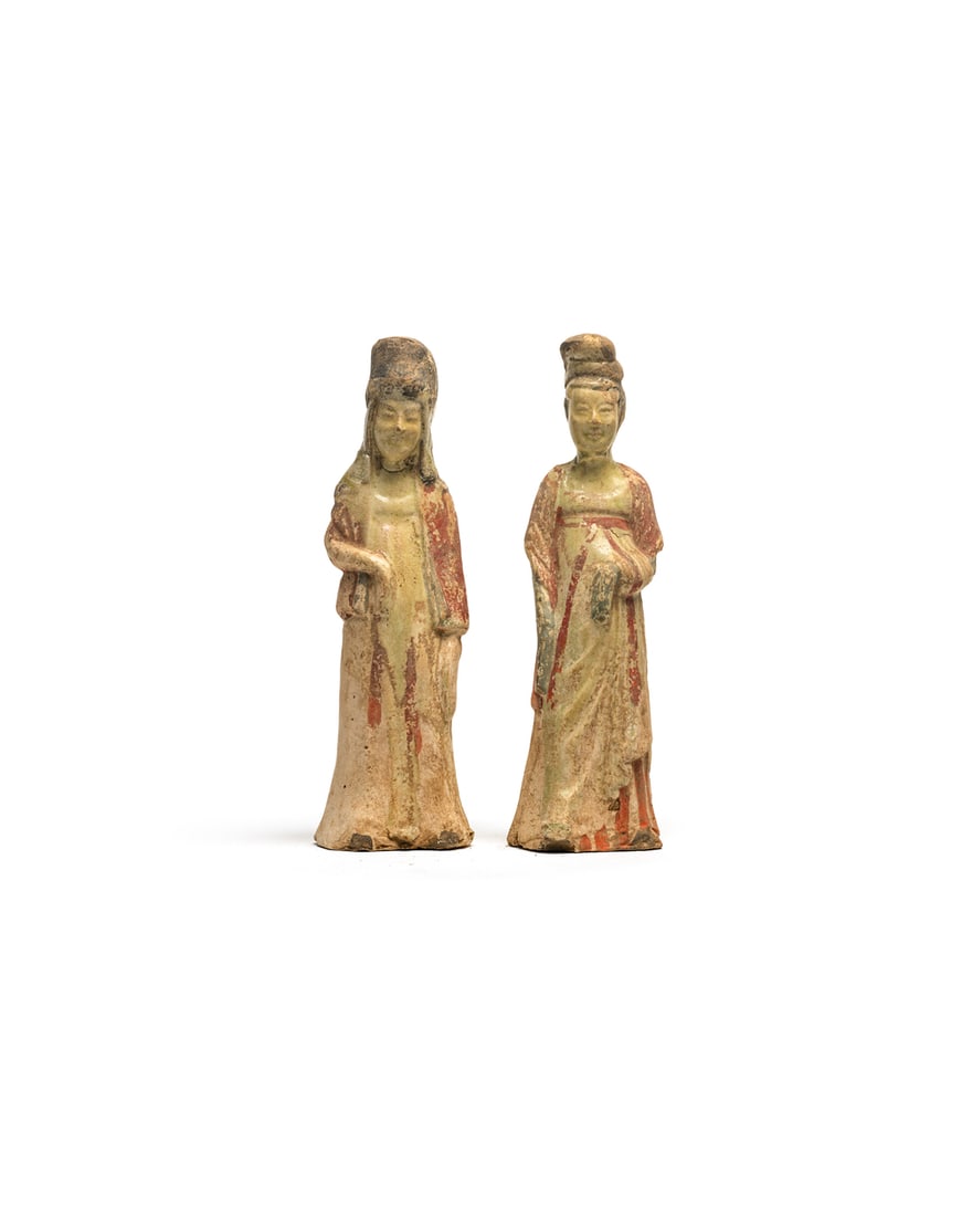 A PAIR OF 'GONGXIAN' SANCAI-GLAZED FIGURES OF LADIES (1 of 2)